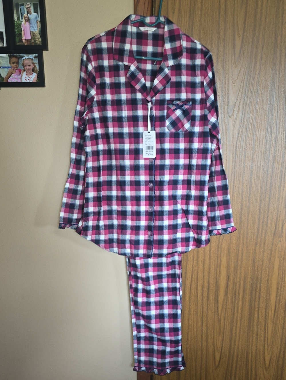 Cozy Plaid Women’s Pajama Set in Pink, Black & White